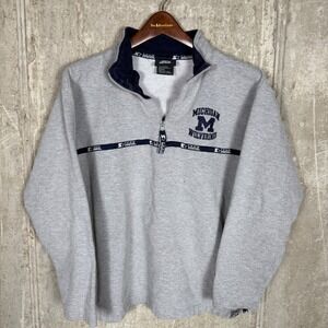 Vintage Starter Michigan Wolverines Quarter Zip Sweatshirt Mens Medium Gray